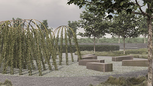 A potential view of the outdoor landscape area