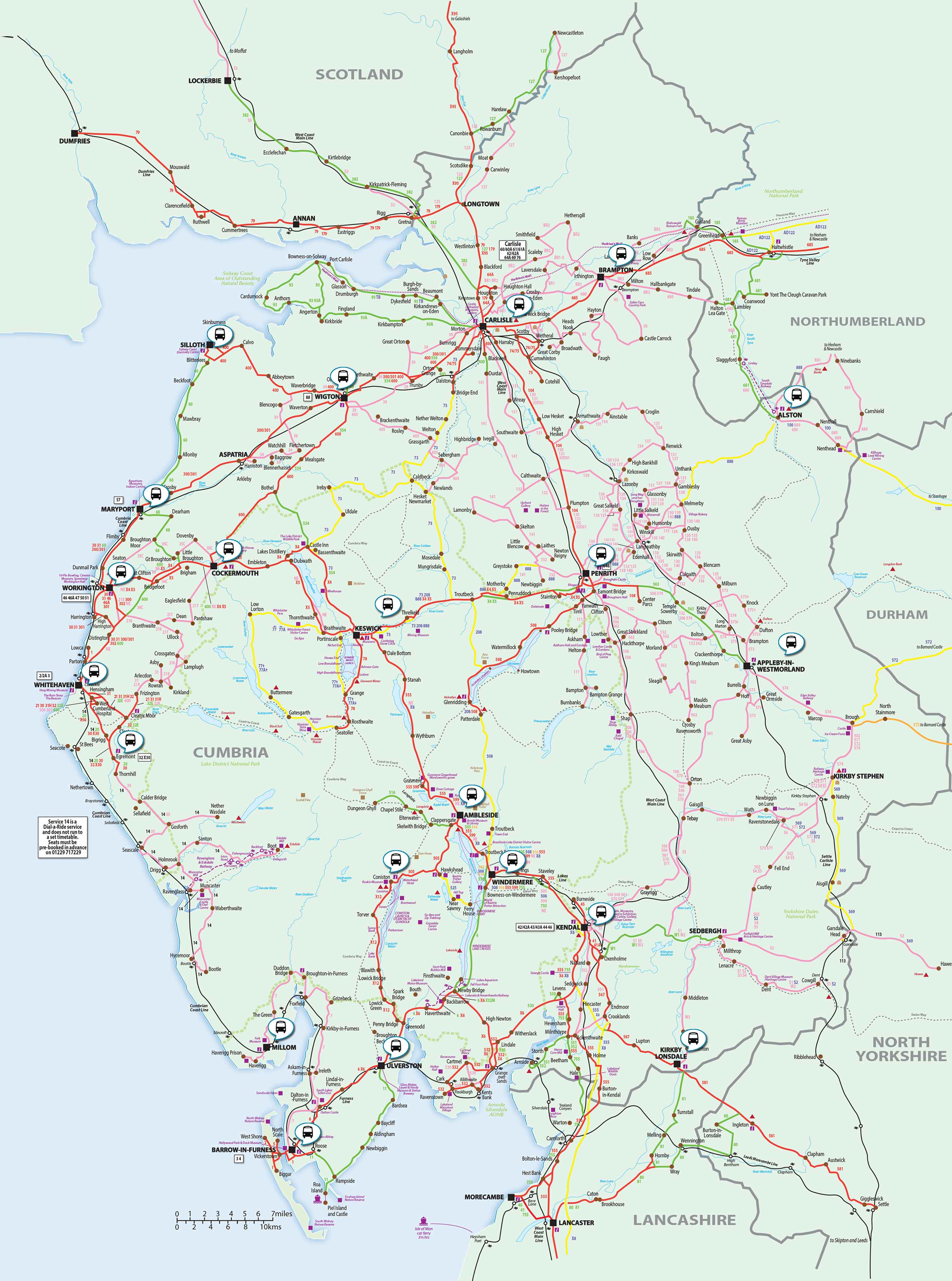 Bus routes and Railways in Cumbria